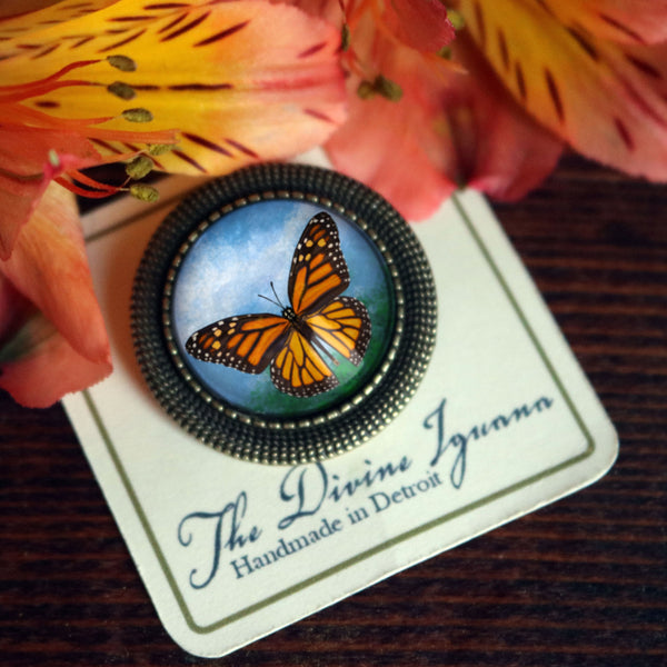 Monarch Butterfly Vintage Inspired Pin Brooch