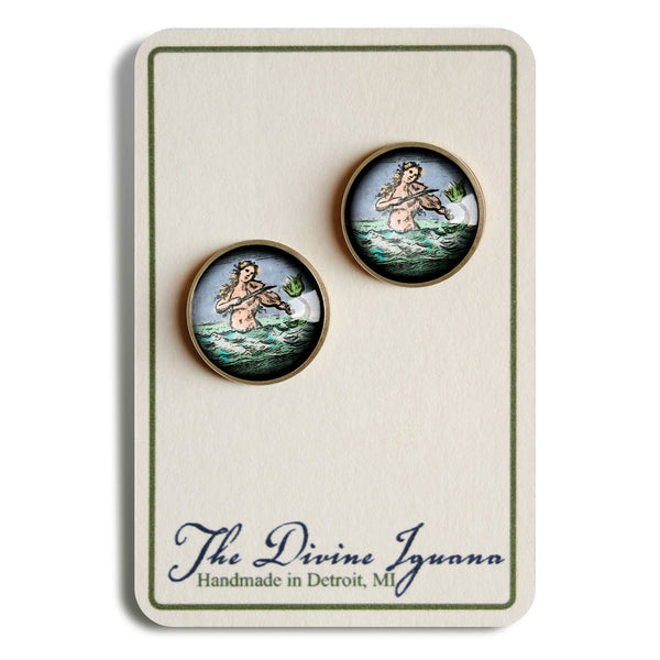 Ancient Mermaid Vintage Inspired Stud Earrings