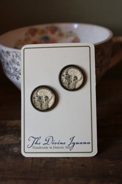 Human Nervous System Vintage Inspired Stud Earrings