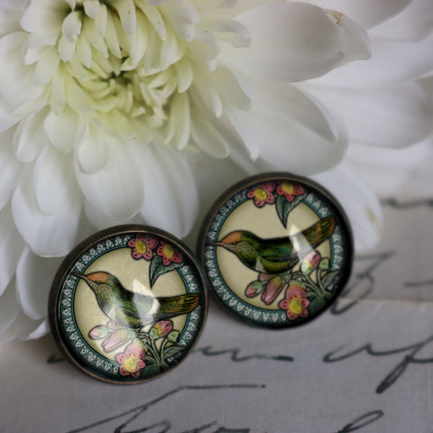 Hummingbird Vintage Inspired Stud Earrings