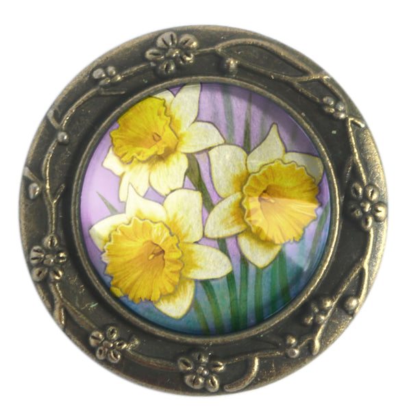 Art Nouveau Daffodil Vintage Inspired Pin Brooch