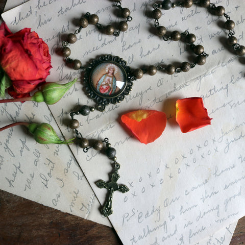 Bronze Glass Handmade Rosary