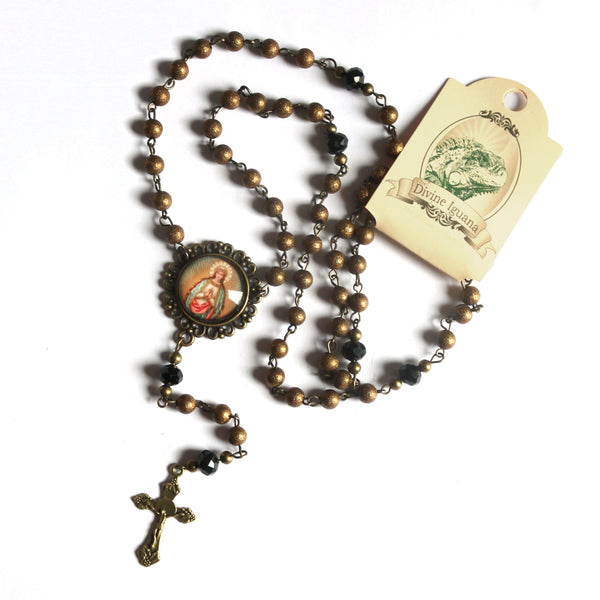 Bronze and Faux Pearl Handmade Rosary