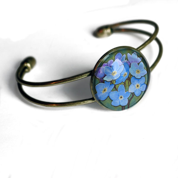 Mothers Day / Valentine's Day Forget Me Not Cuff Bracelet