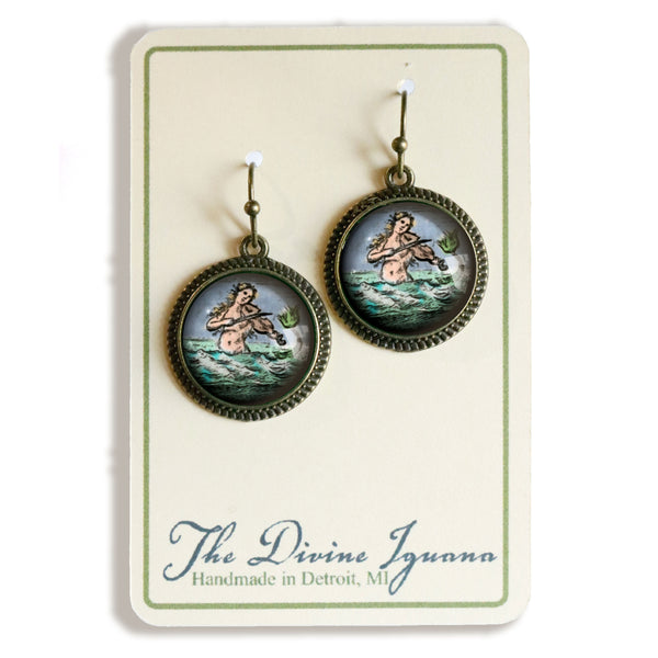 Ancient Mermaid Vintage Inspired Drop / Dangle Earrings