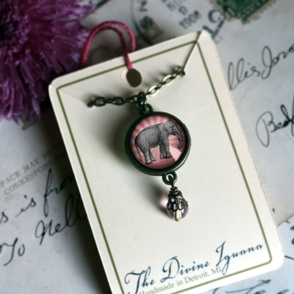 Victorian Elephant Double-Sided Pendant Necklace