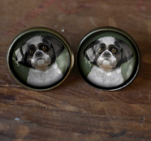 Shitzu Dog Stud  Earrings