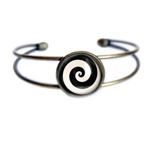 Black and White Spiral Cuff Bracelet