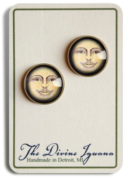 Man in the Moon Vintage Inspired Stud Earrings