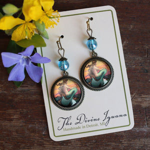 Sunset Mermaid Vintage Inspired Drop / Dangle Earrings