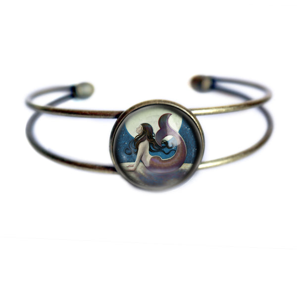 Moonlit Mermaid Under the Stars Fairytale inspired Cuff Bracelet