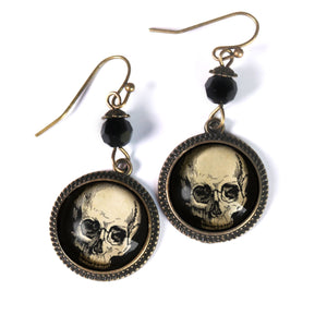 Human Skull Vintage Inspired Drop / Dangle Earrings