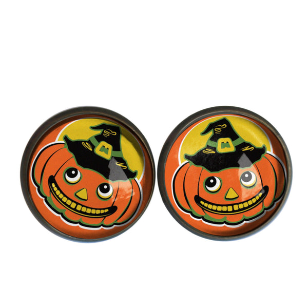 Jack O Lantern in Witch Hat Vintage Inspired Stud Earrings