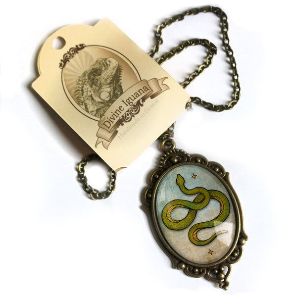 Coiled Snake Pendant Necklace