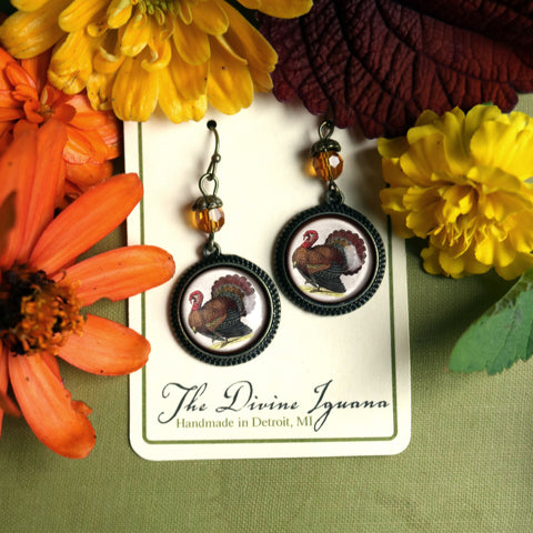 Victorian Turkey Thanksgiving Holiday Vintage Inspired Drop / Dangle Earrings