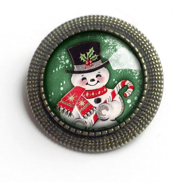 Retro Snowman Vintage Inspired Pin Brooch