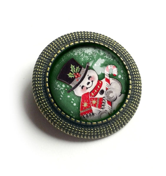 Retro Snowman Vintage Inspired Pin Brooch