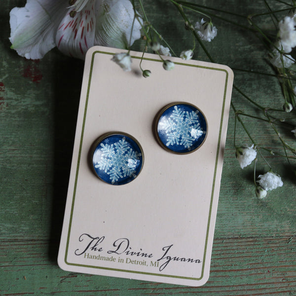 Winter Snowflake Vintage Inspired Stud Earrings