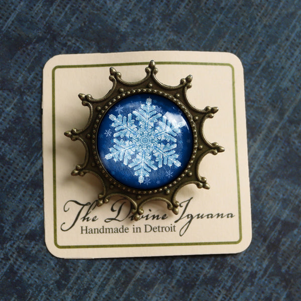 Winter Snowflake Vintage Inspired Pin Brooch