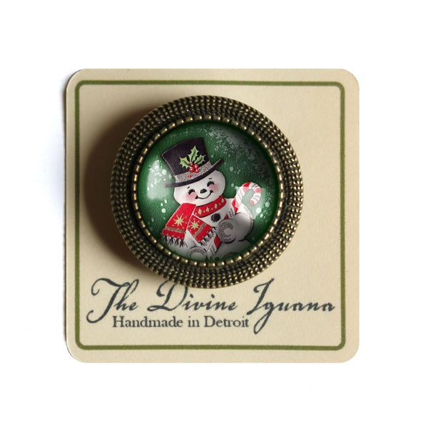 Retro Snowman Vintage Inspired Pin Brooch