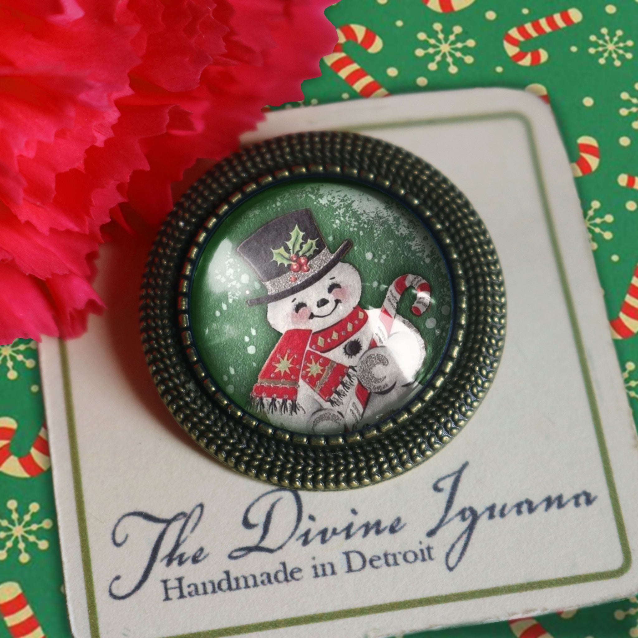 Retro Snowman Vintage Inspired Pin Brooch