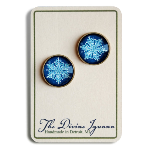 Winter Snowflake Vintage Inspired Stud Earrings