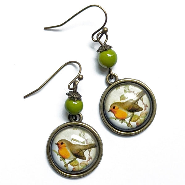 Spring Robin Vintage Inspired Drop / Dangle Earrings