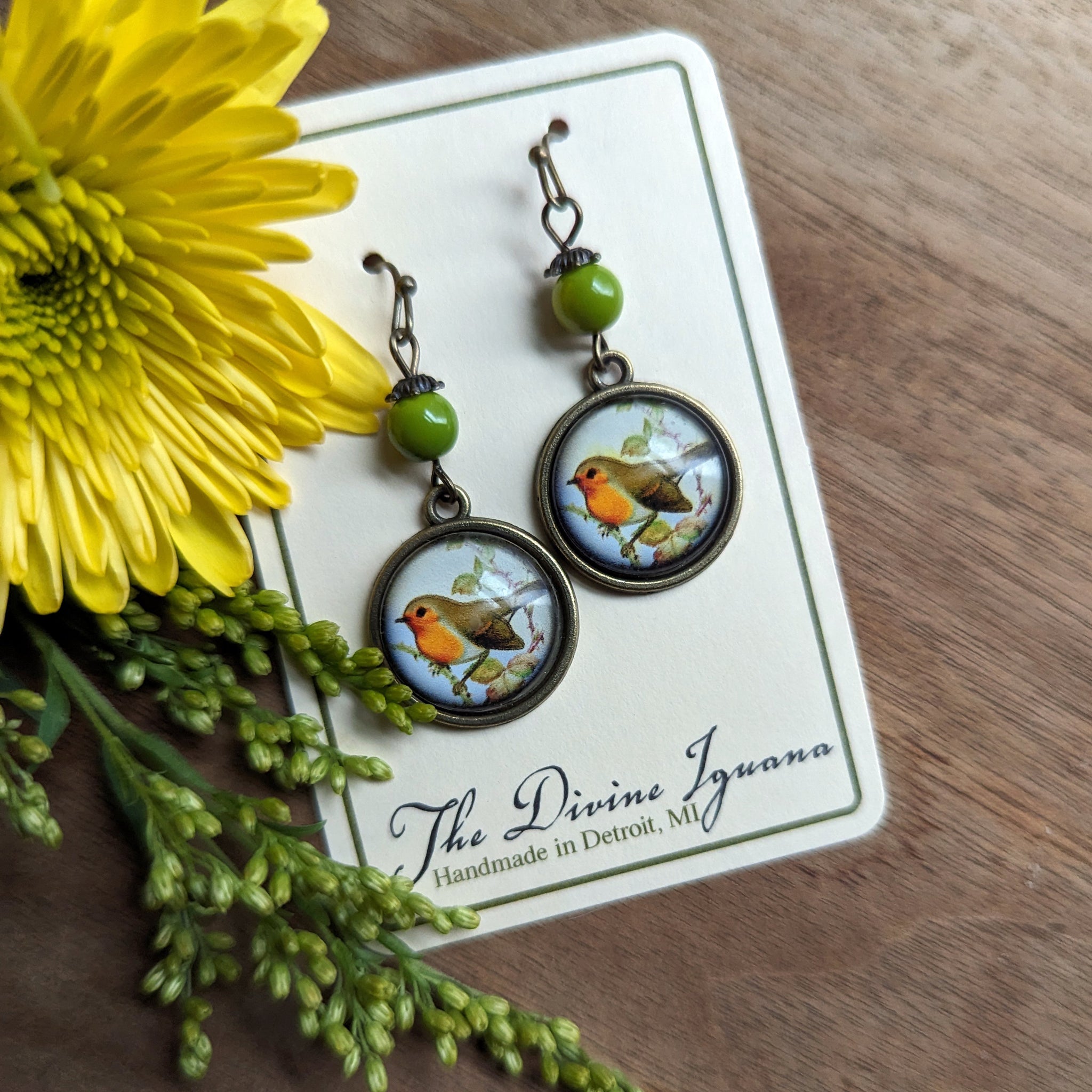 Spring Robin Vintage Inspired Drop / Dangle Earrings