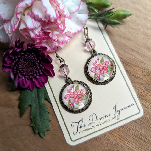 Cherry Blossom Vintage Inspired Drop / Dangle Earrings