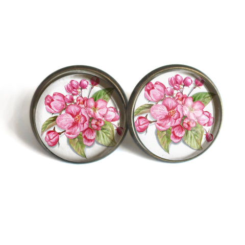 Cherry Blossom Spring Floral Vintage Inspired Stud Earrings