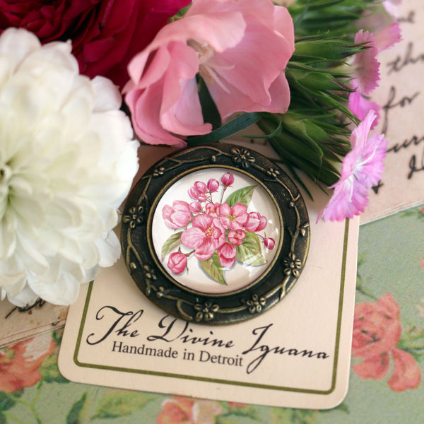 Cherry Blossom Flower Vintage Inspired Pin Brooch