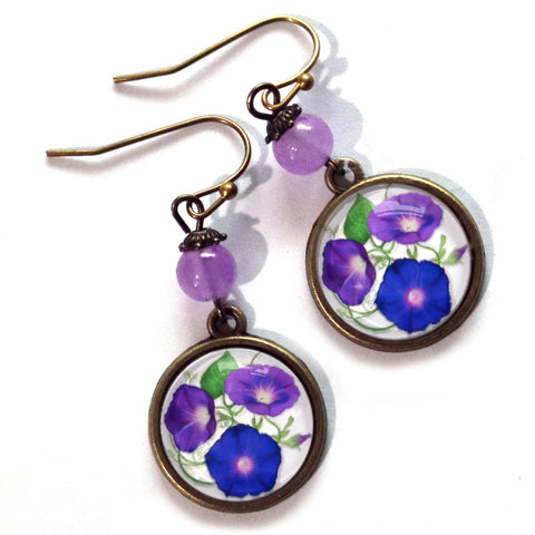 Morning Glory Cottage Core Vintage Inspired Drop / Dangle Earrings