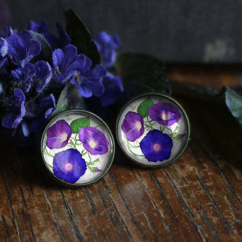 Morning Glory Cottage Core Vintage Inspired Stud Earrings