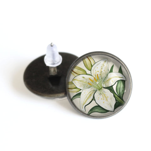 Easter Lily Cottage Core Vintage Inspired Stud Earrings