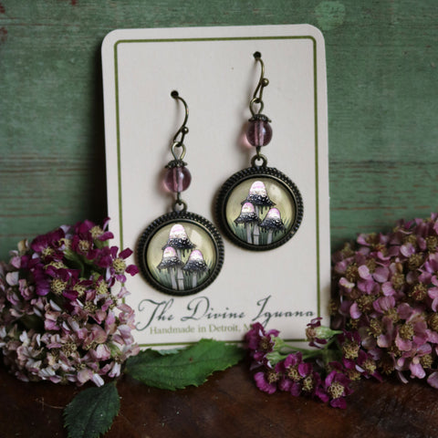 Inky Cap Fairytale Inspired Cottage Core Earrings