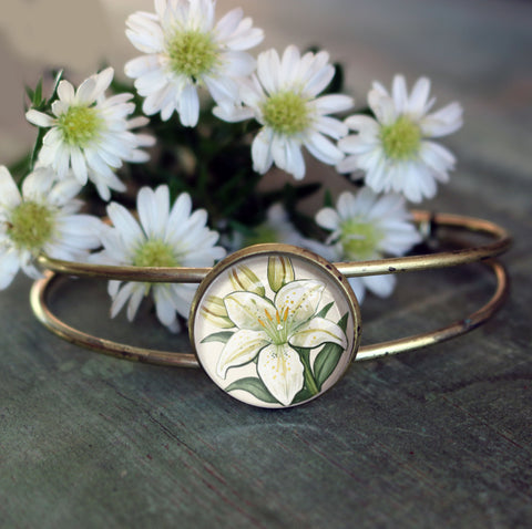 Easter Lily Cottage Core Cuff Bracelet